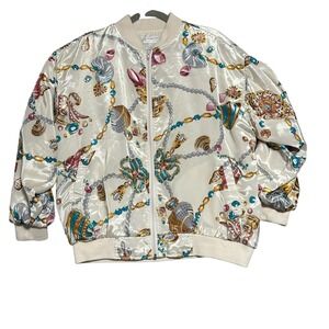 Vintage 90s Jewel All Over Print One S Bomber Zip Bomber Jacket USA Fresh Prince